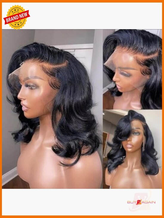16 Inch Bob Wig Human Hair 13x4 Lace Front Pre Plucked Body Wave Wig 180 Density
